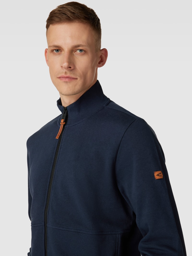 Sweatjacke mit Label-Detail in dunkelblau