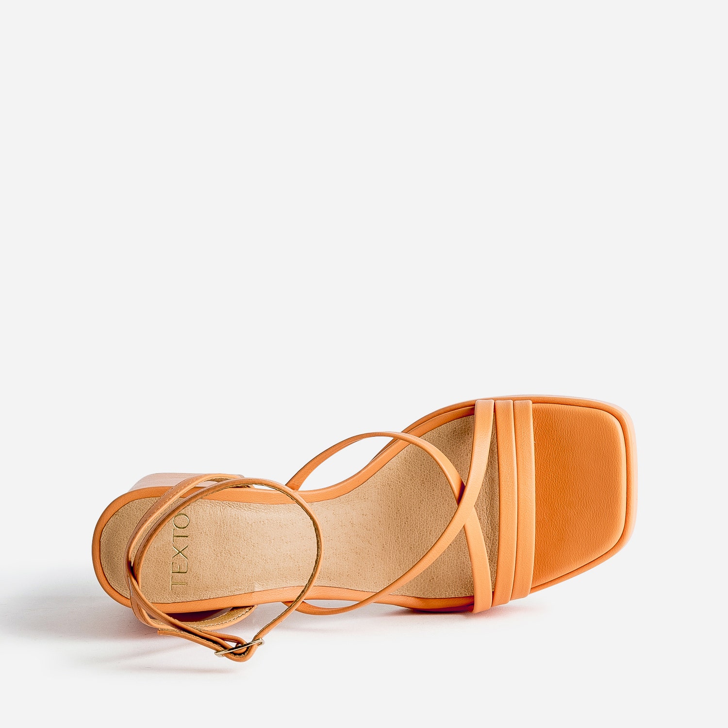 Sandale TEXTO orange à talon flare
