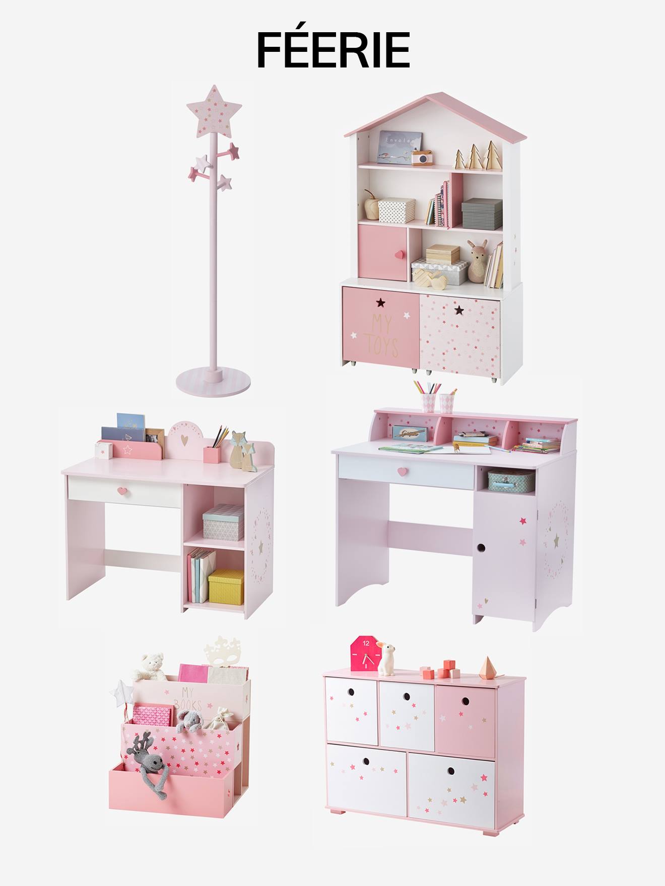 Vertbaudet Kinder Sideboard FEENZAUBER - rosa/sterne