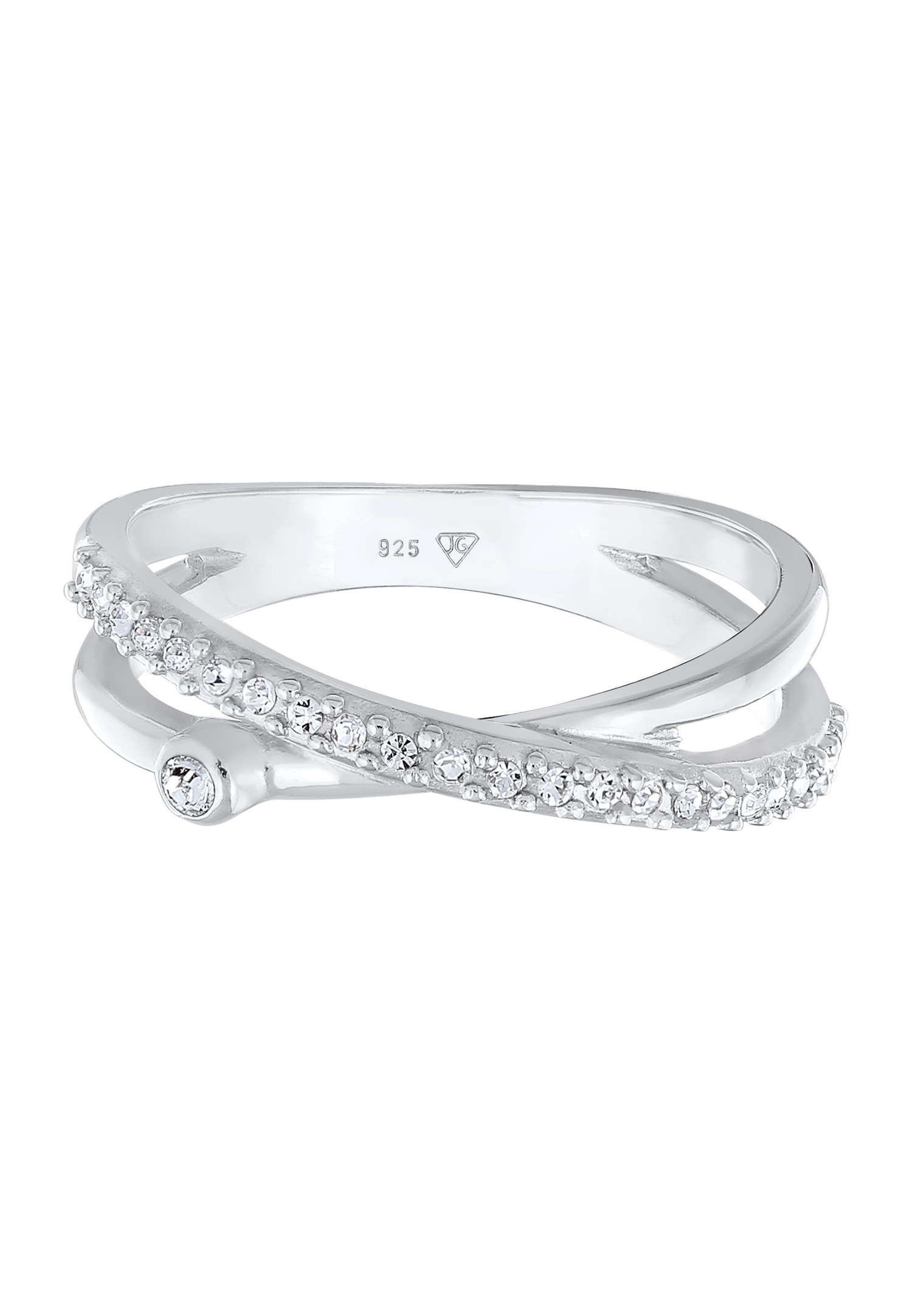 Brazalete Elli para mujer con forma de X brillante y cristales de plata de ley 925.