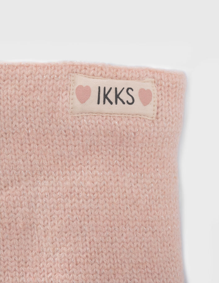 Snood rose poudré tricot lurex fourré bébé fille