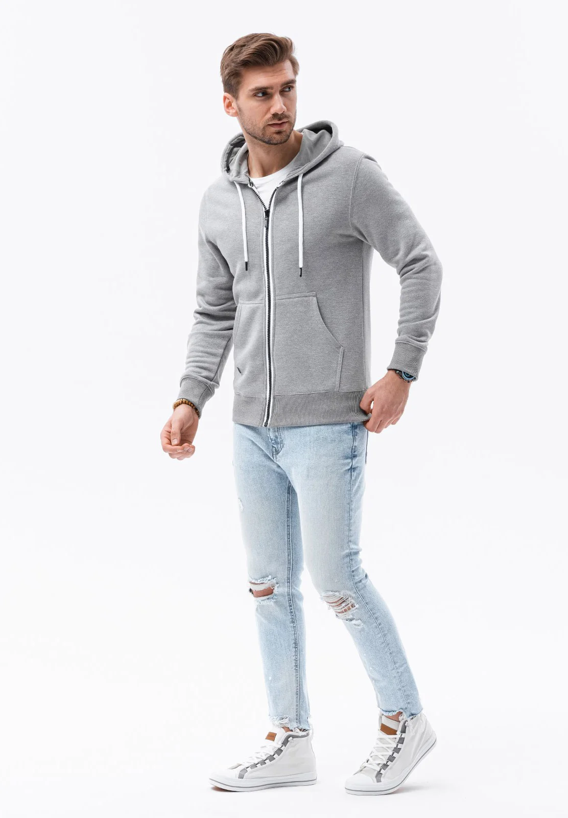 Sudadera con capucha y cremallera ombré