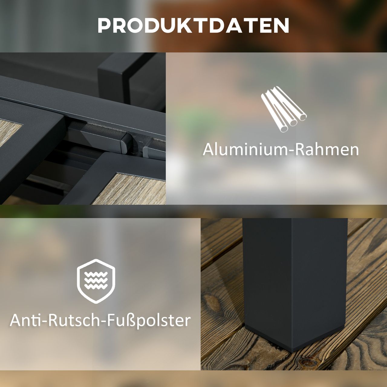 Outsunny Gartentisch, Esstisch für Garten