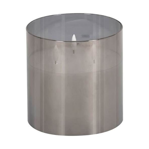 LED-Glaskerze, rund, grau, 3 Dochte