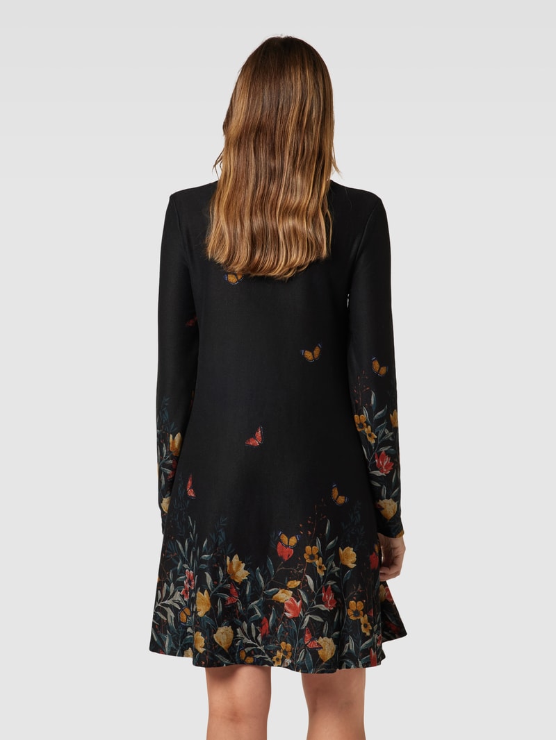 Minikleid mit Rundhalsausschnitt in schwarz