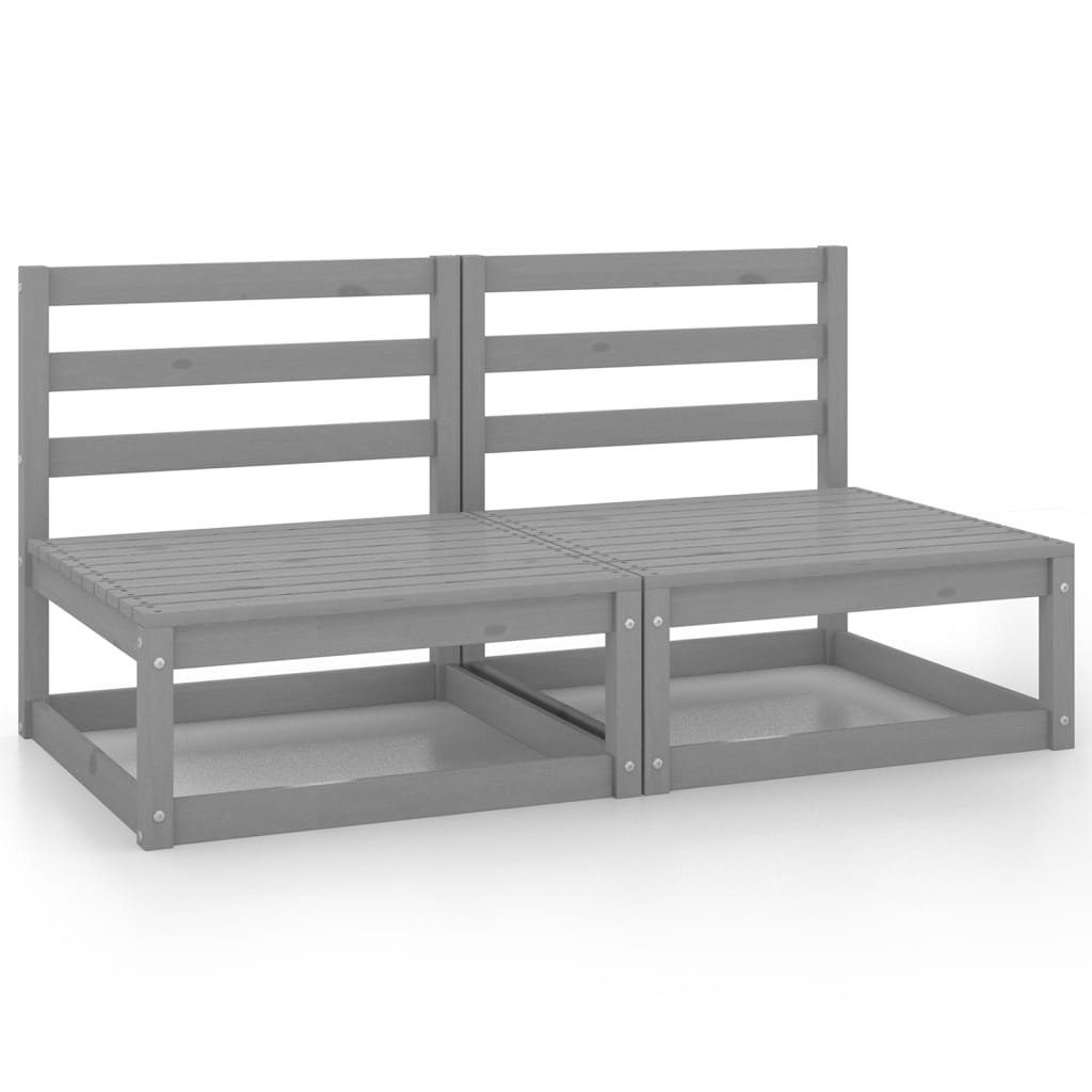 vidaXL Loungesofa Gartensofa 2-Sitzer Grau Massivholz Kiefer, 1 Teile