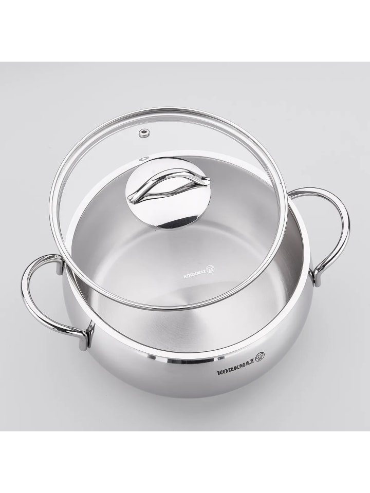 Korkmaz Tombik Kochtopf 24 cm | 3,6 Liter – Robust, effizient, stilvoll in Silber günstig kaufen 24 cm