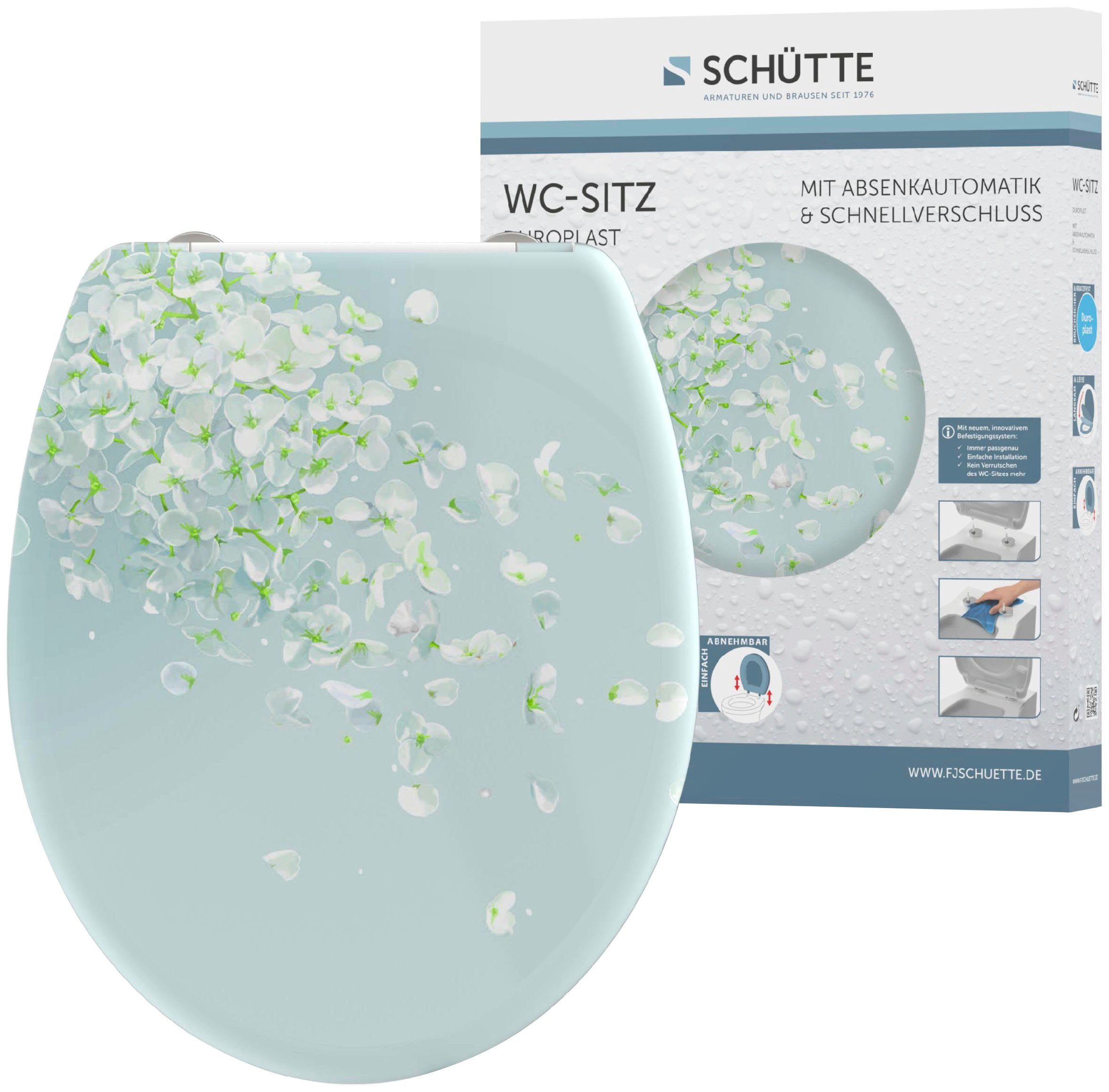 Schütte WC-Sitz FLOWER IN THE WIND, bruchsicher und kratzfest, Absenkautomatik, Standardmaß