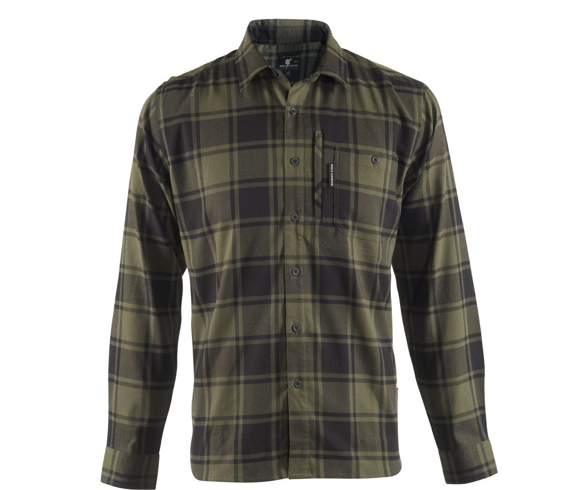 Wolf Camper Ashkii Olive Green Herrenhemd