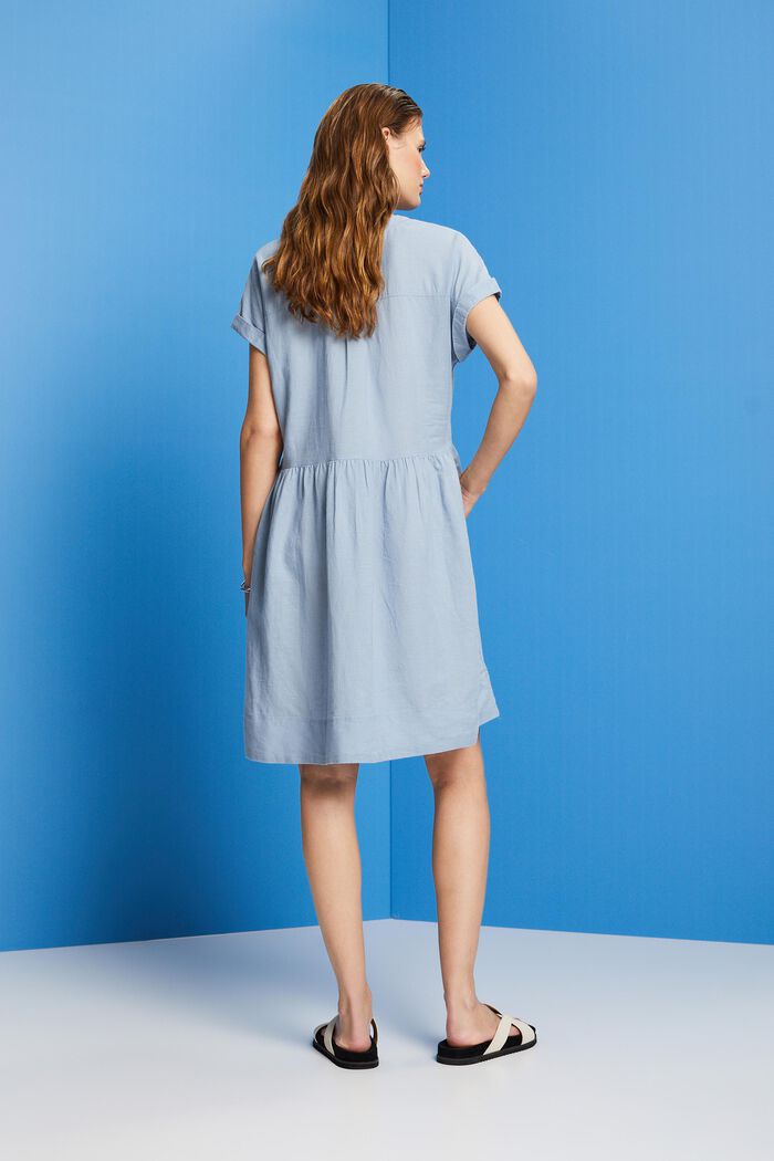 Knielanges Kleid, Baumwolle-Leinen-Mix