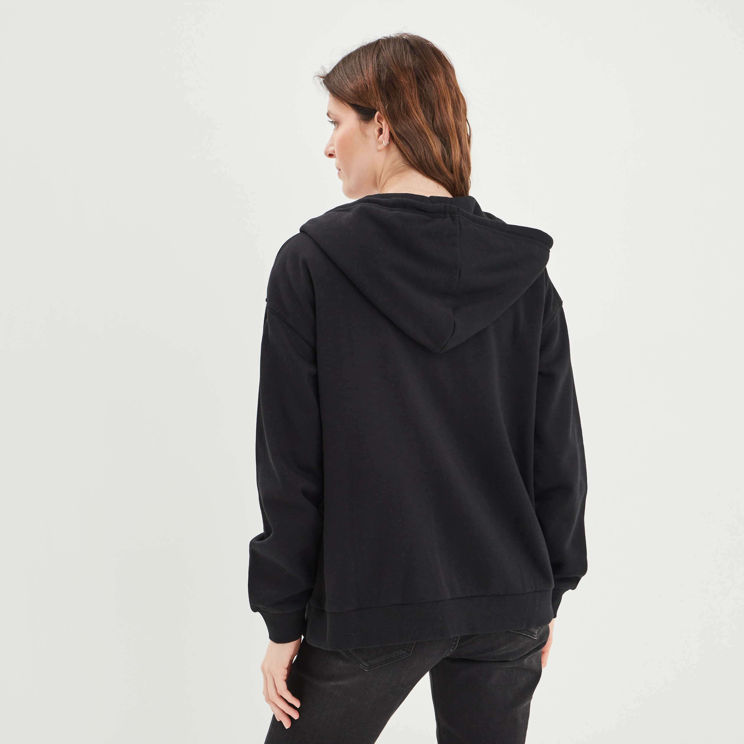 Sweat zippé à capuche noir femme | La Halle