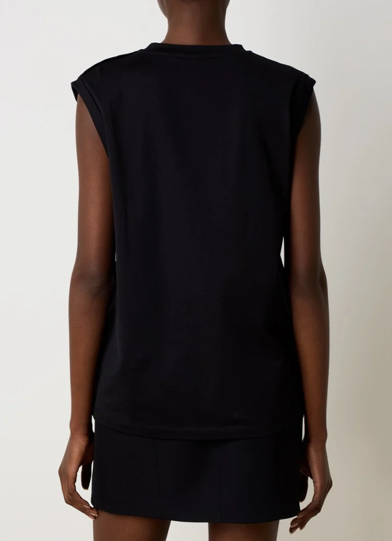 Balmain Sleeveless top with decorative buttons and logo print