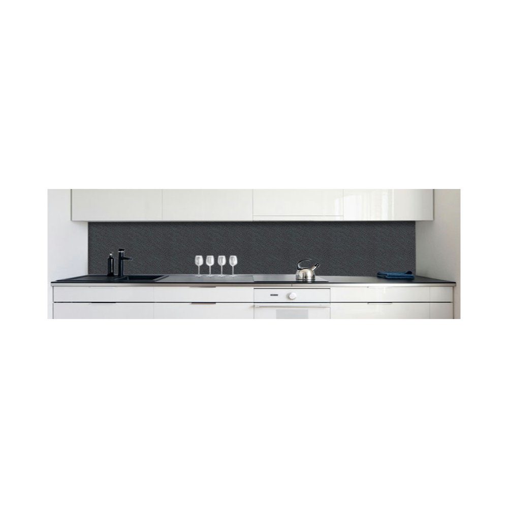 DRUCK-EXPERT Küchenrückwand Küchenrückwand Raufaser Anthrazit Premium Hart-PVC 0,4 mm selbstklebend