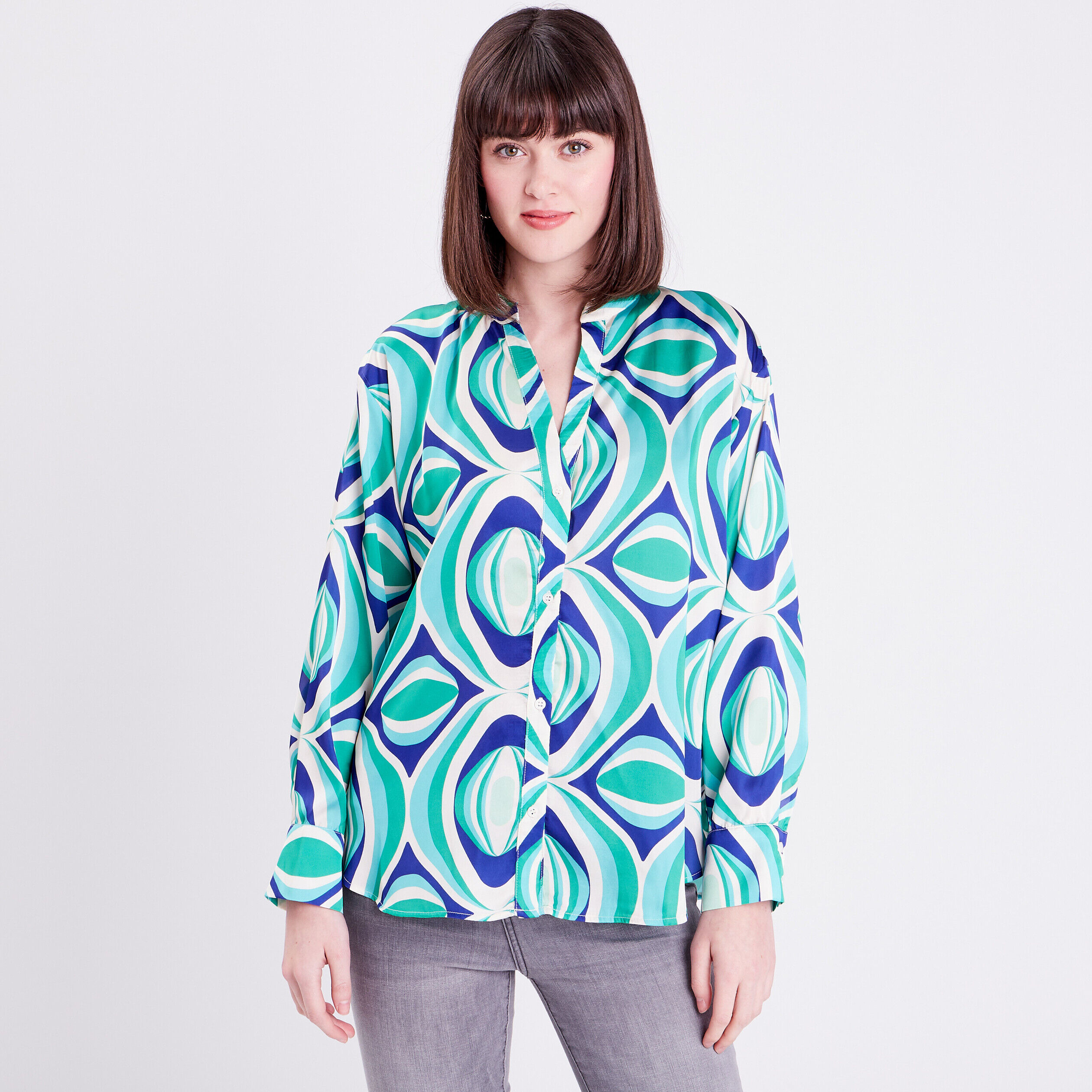 Chemise manches longues vert femme | Cache Cache