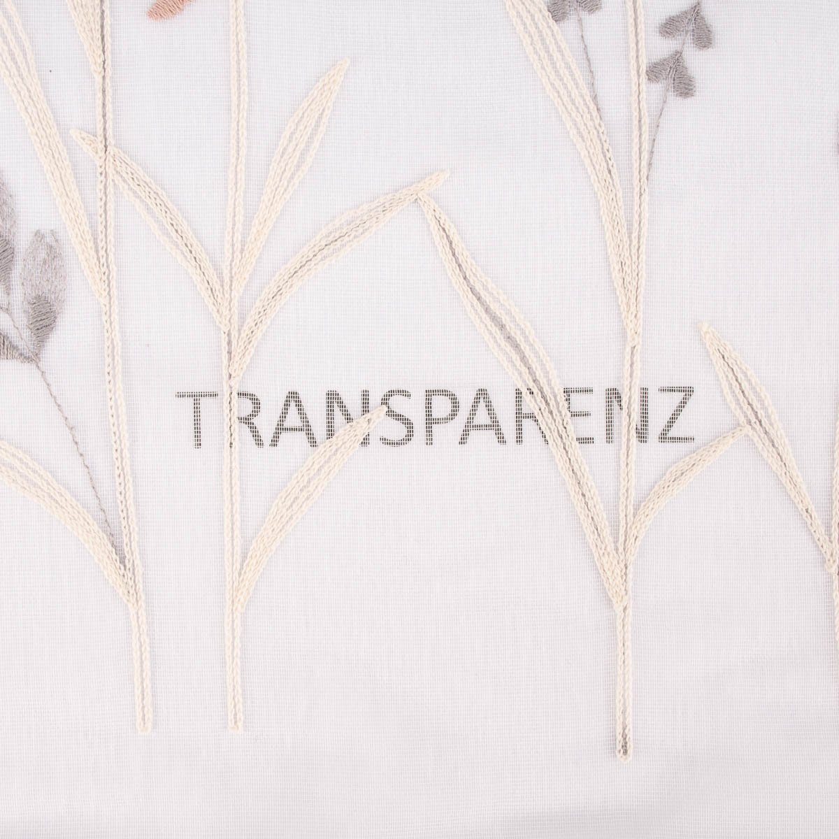 Meterware Gardinenstoff Gardinenstores Strukturvoile Stickerei Blumen Gräser ec, SCHÖNER LEBEN., leicht perforiert, Stickerei/Stickstoff, bestickt, mit Bleiband, pflegeleicht, überbreit