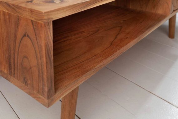 riess-ambiente Couchtisch MYSTIC LIVING 100cm natur (Einzelartikel, 1-St), Wohnzimmer · Massivholz · Stauraum · Metall · Akazie · Retro Design
