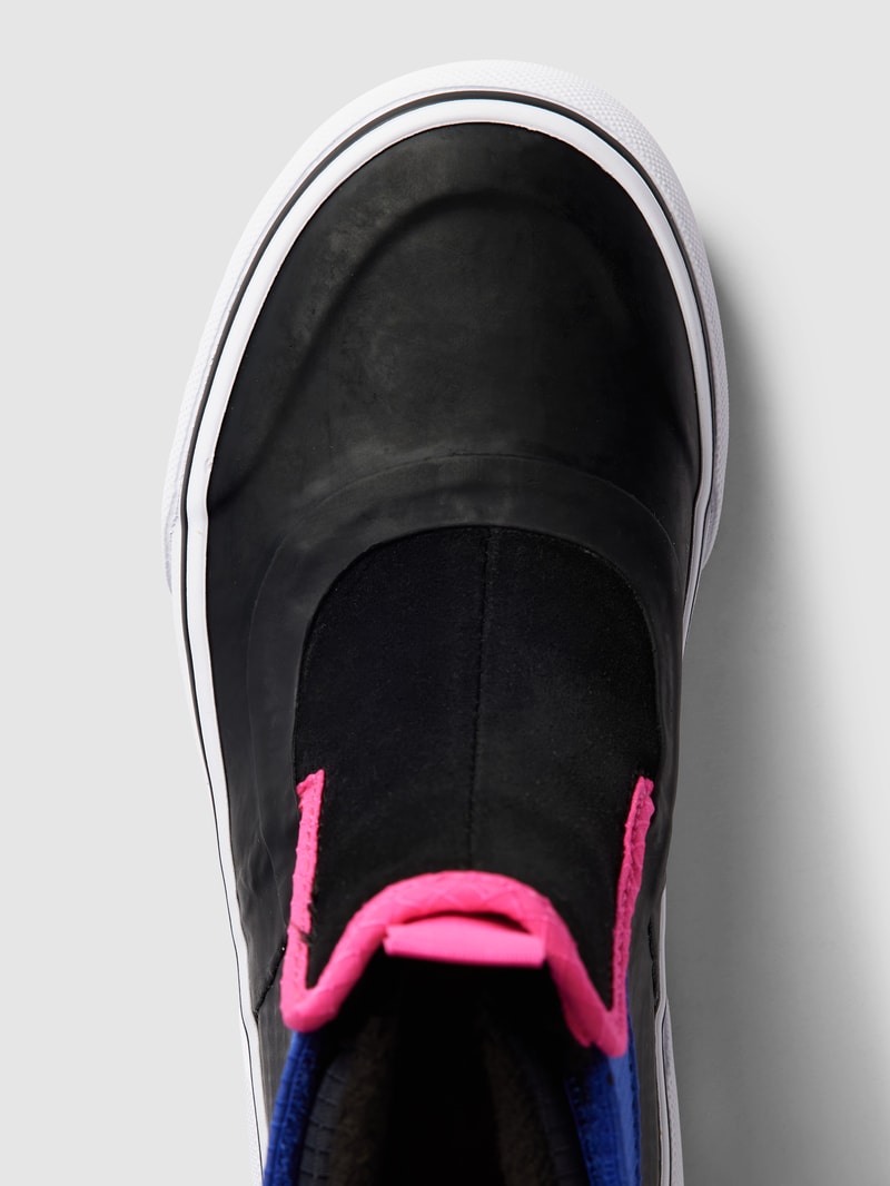 High Top Sneaker aus Leder-Mix mit Label-Detail in schwarz