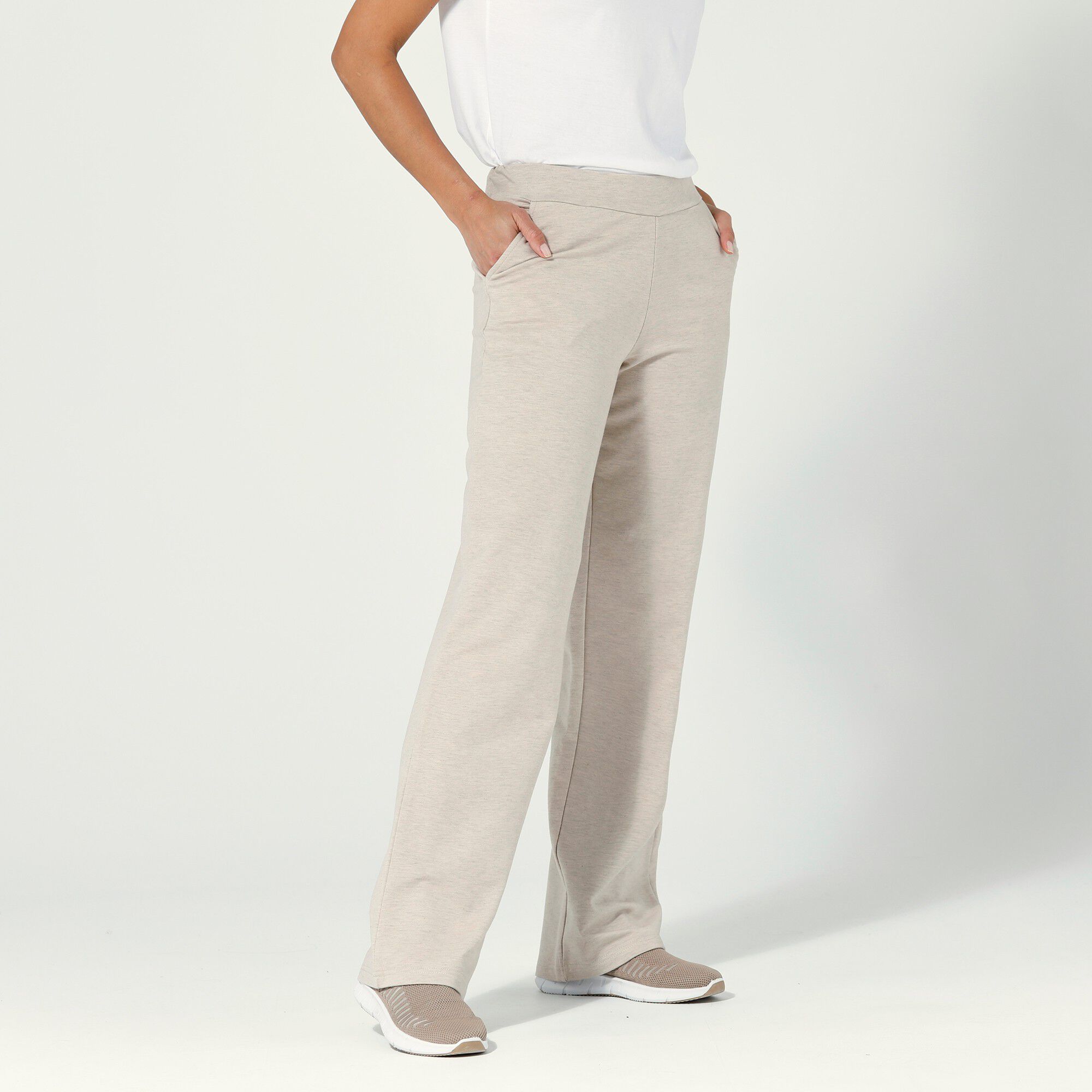 Pantalon coupe large molleton taille élastiquée