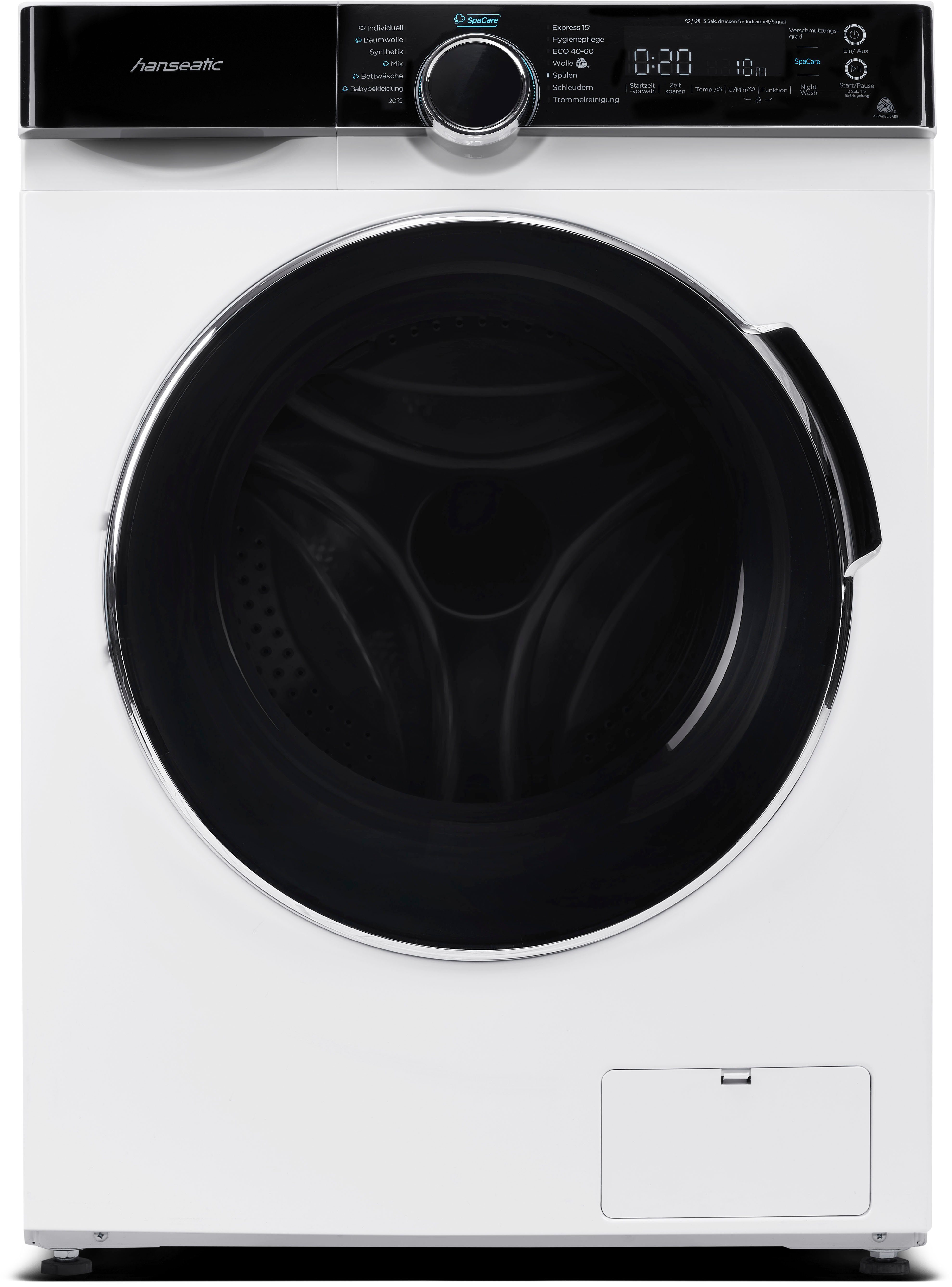 Hanseatic Waschmaschine HWMK814A, 8 kg, 1400 U/min, Mengenautomatik, Nachtwaschprogramm, Überlaufschutz, Dampfoption