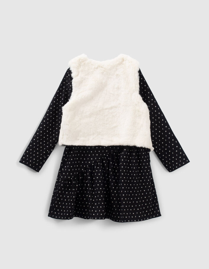 Robe 2-en-1 imprimé minimaliste avec gilet fille