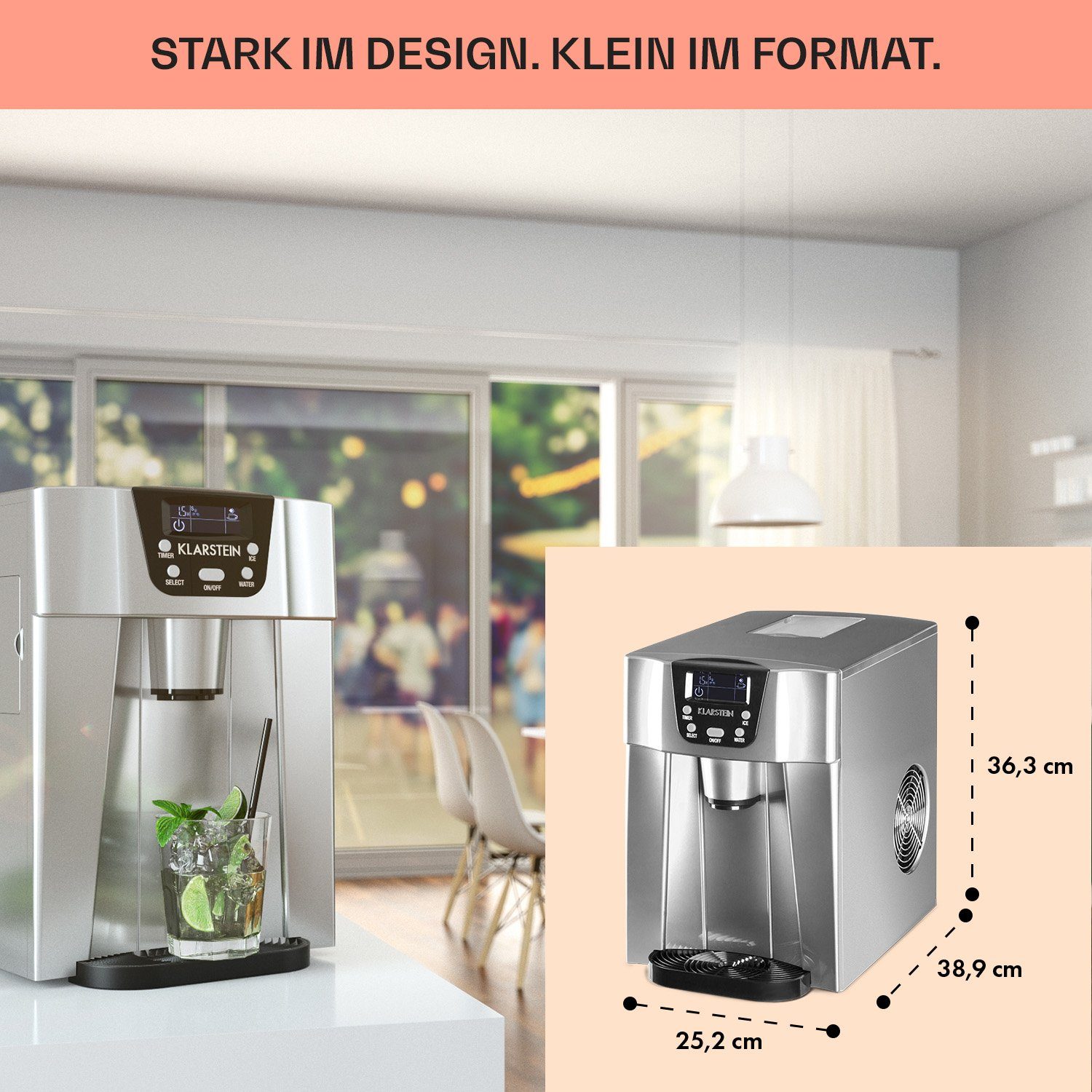 Klarstein Eiswürfelmaschine Ice Volcano 2G, Eiswürfelmaschine Eiswürfelbereiter Ice Cube Maker Eiswürfel Automat