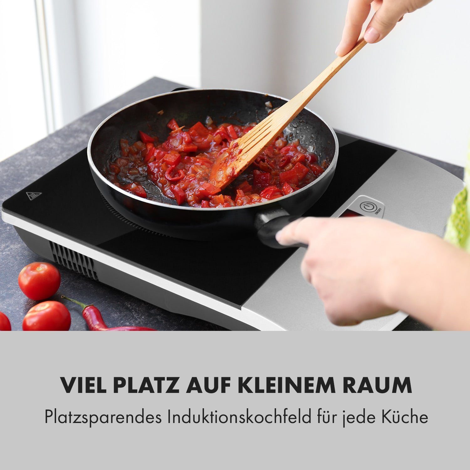 Klarstein Induktions-Kochfeld VariCook Single Einzel-Induktions-Kochfeld 1800W Timer 240°C CP3-VARICOOK SINGLE, Kochfeld 1 Zonen Glaskeramik Elektrokochfeld