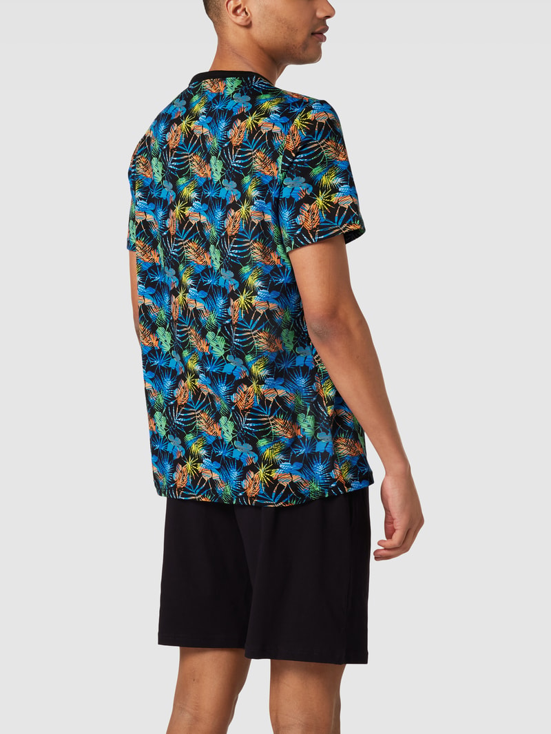 Pyjama mit floralem Muster Modell 'REVA' in schwarz
