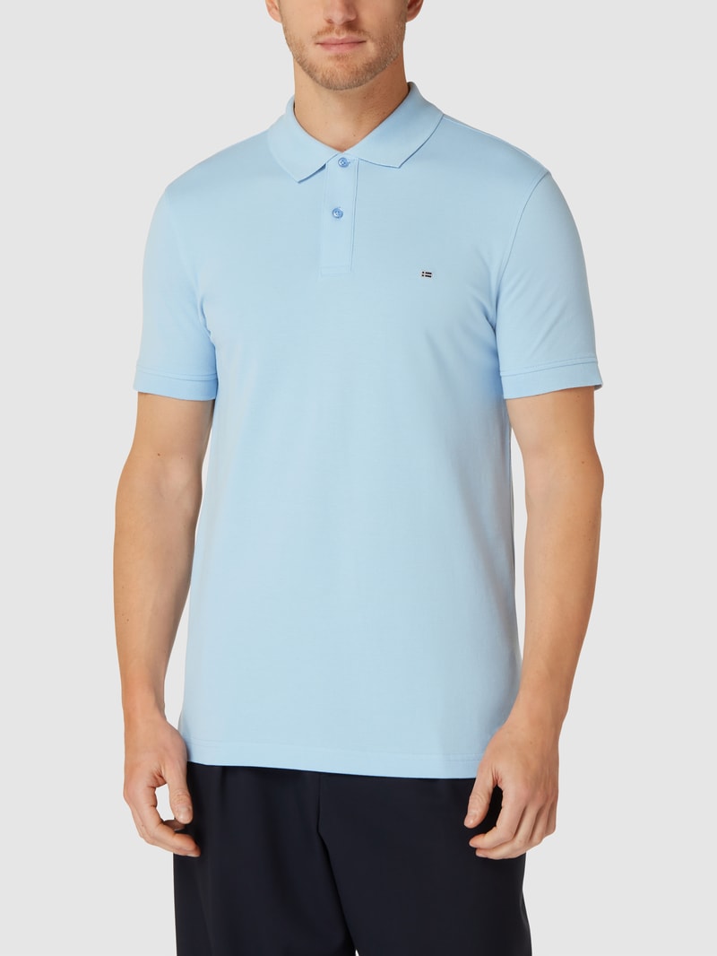 Poloshirt mit Label-Stitching in bleu