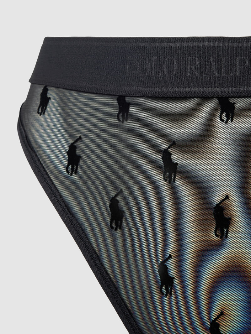 High Waist String mit Allover-Logo-Muster in schwarz