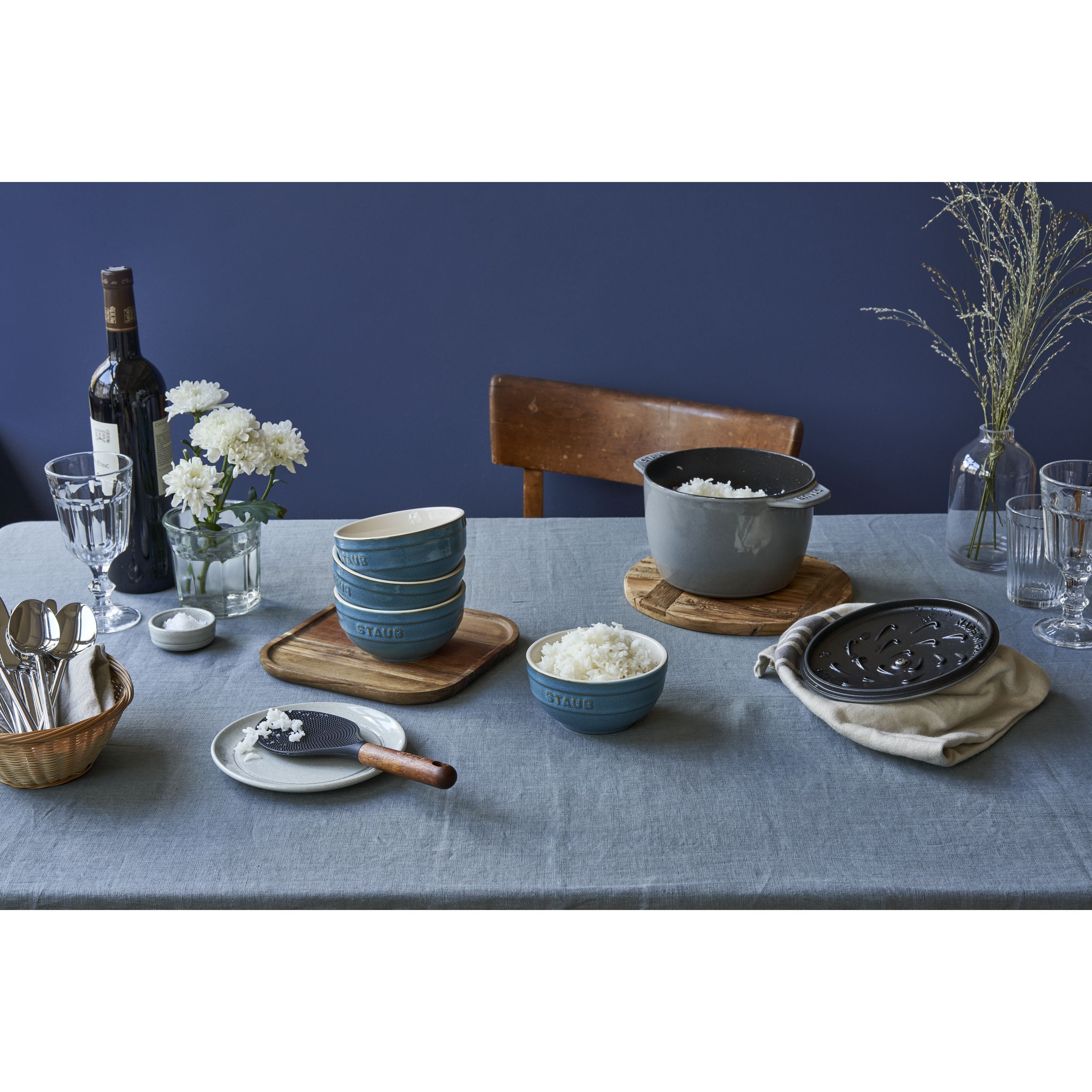 Reis-Cocotte 16 cm, rund, Graphit-Grau, Gusseisen
