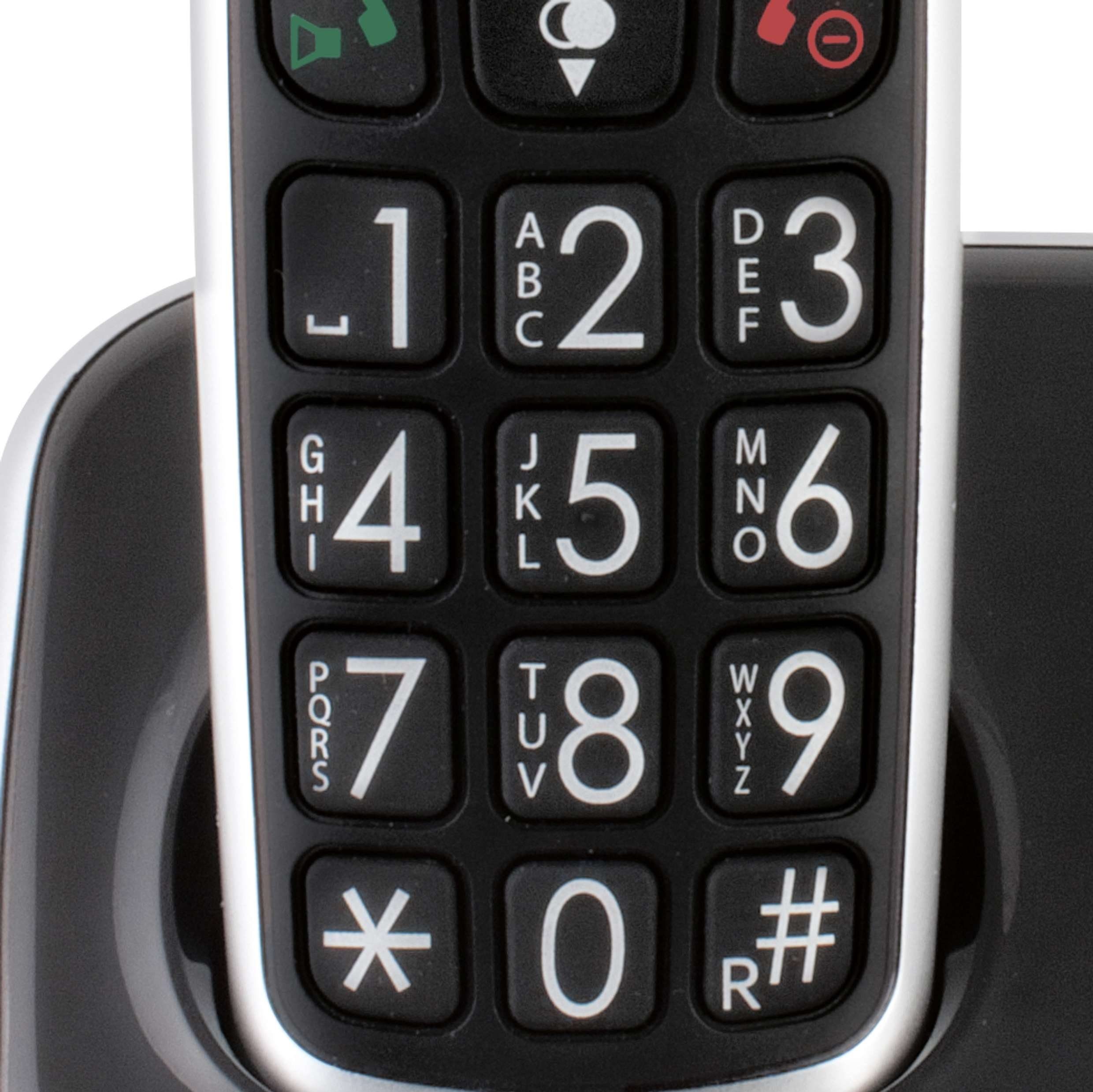 Fysic FX-6020 Schnurloses DECT-Telefon (Mobilteile: 2, Hörgerätkompatibel, große Tasten, großes Display)