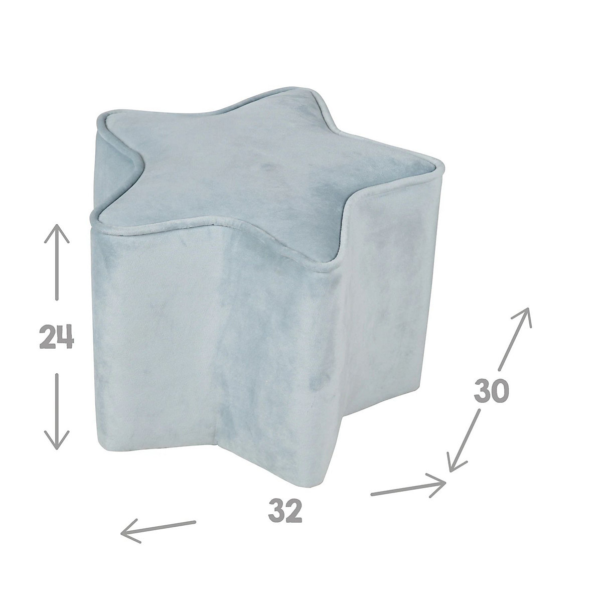 Bundle Lil Sofa - 1x Kindersofa mittel, 1x Kinderhocker und 1x Dekokissen in Sternenform hellblau/sky