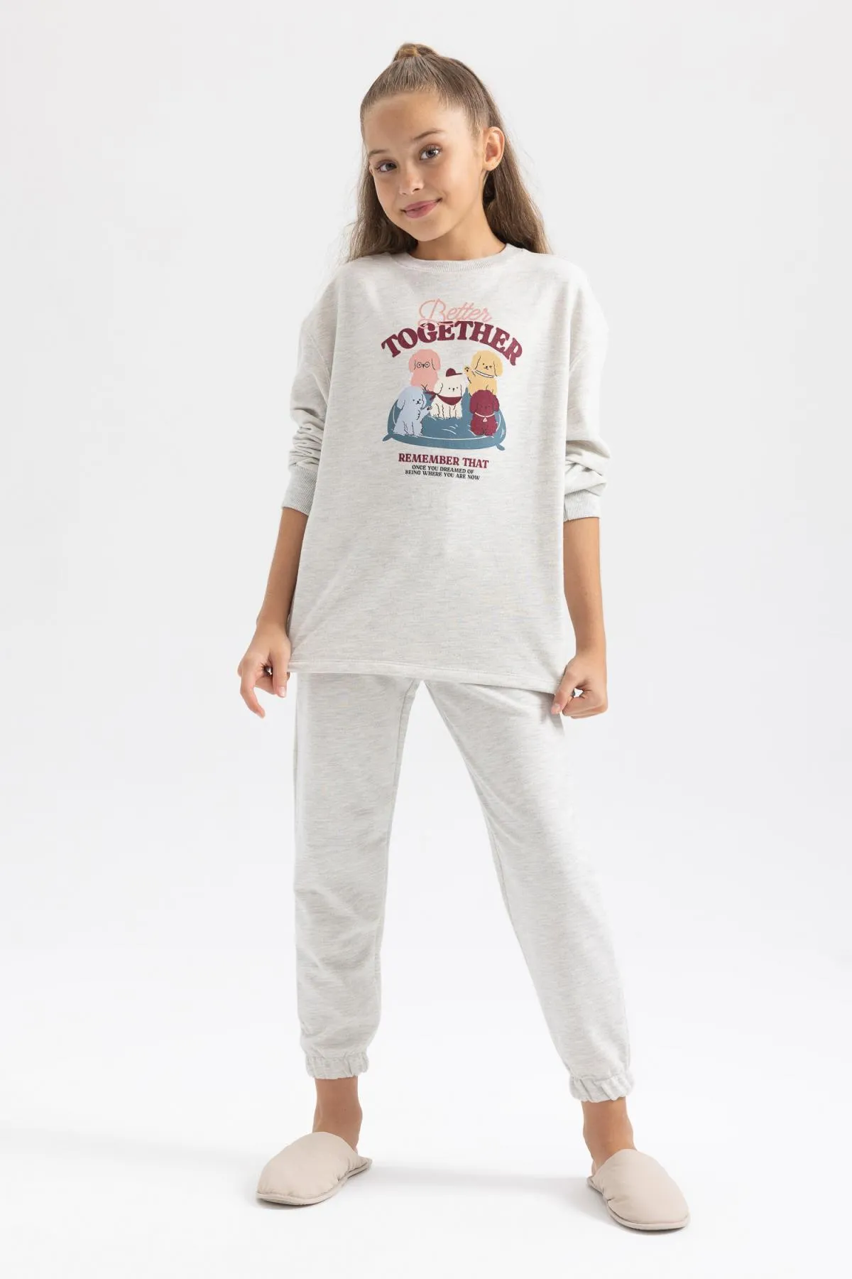 DeFacto  Bedrucktes Langarm-Pyjama-Set für Mädchen