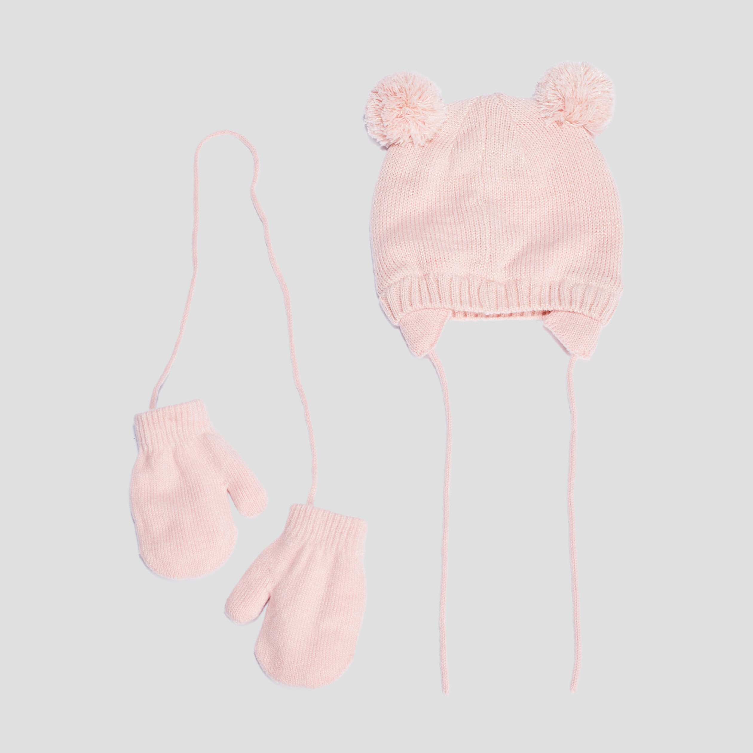 Ensemble bonnet et moufles rose bébé fille | La Halle