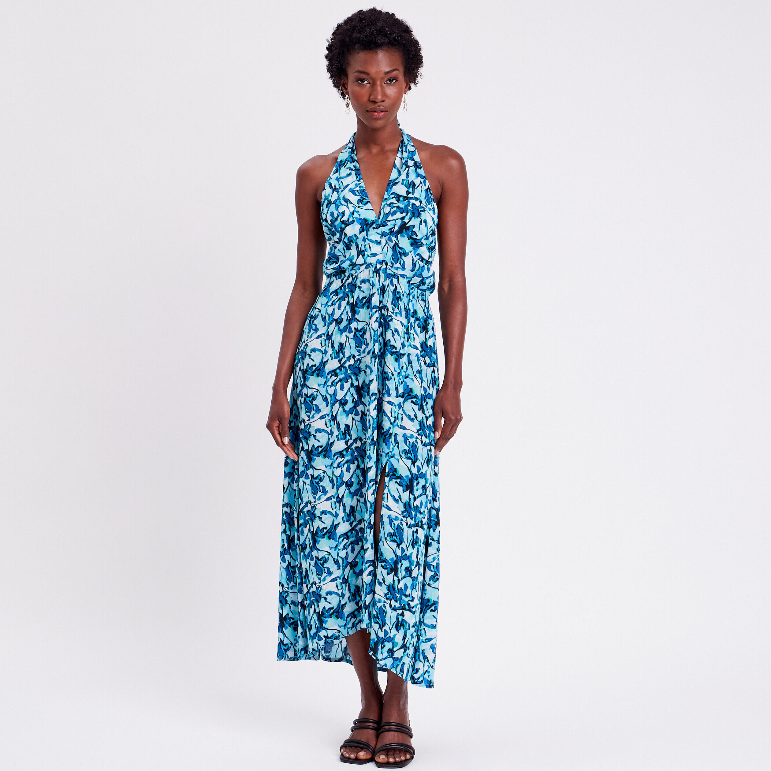 Robe longue évasée blanc femme | Cache Cache