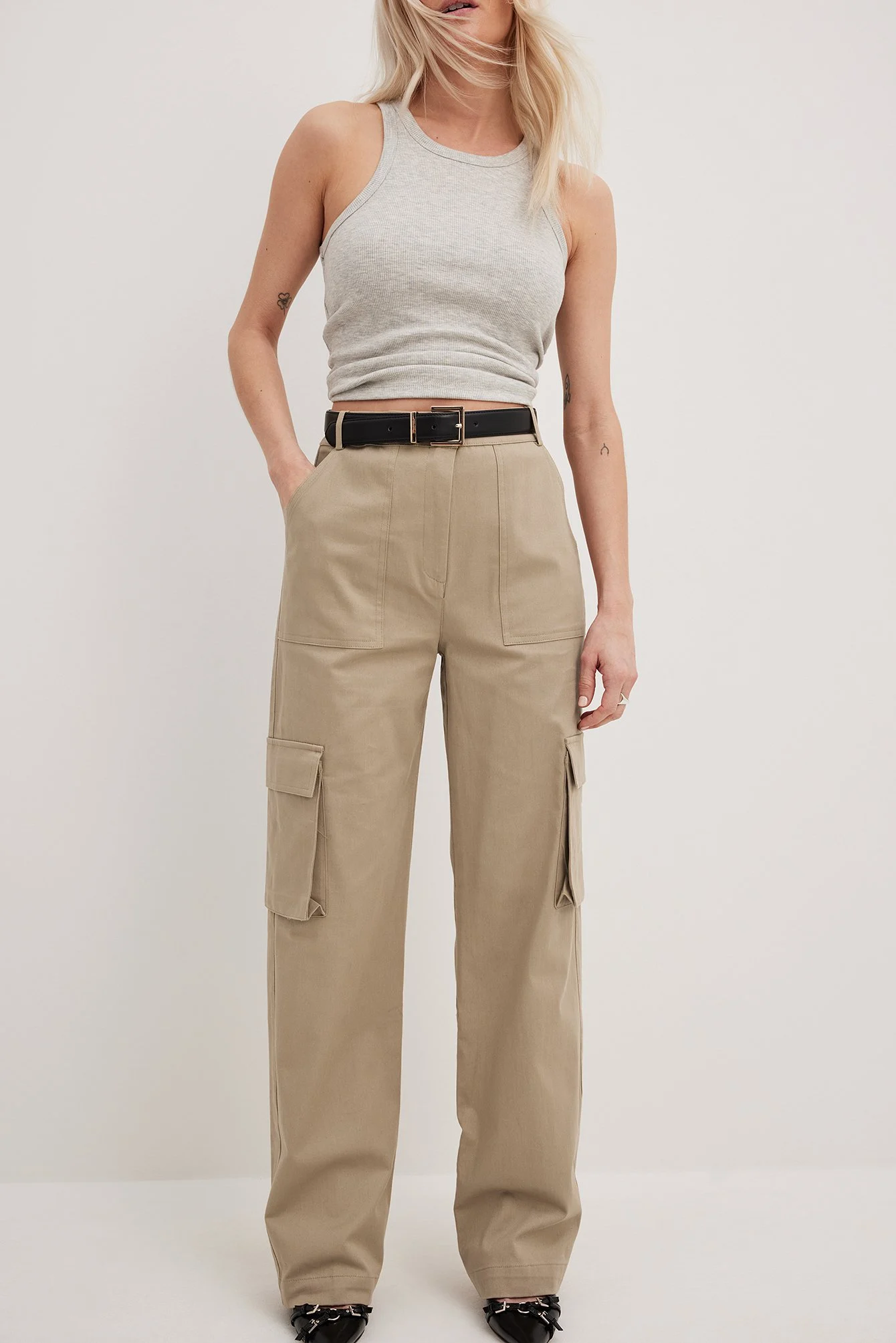 Cargo-Taschenhose mit hoher Taille