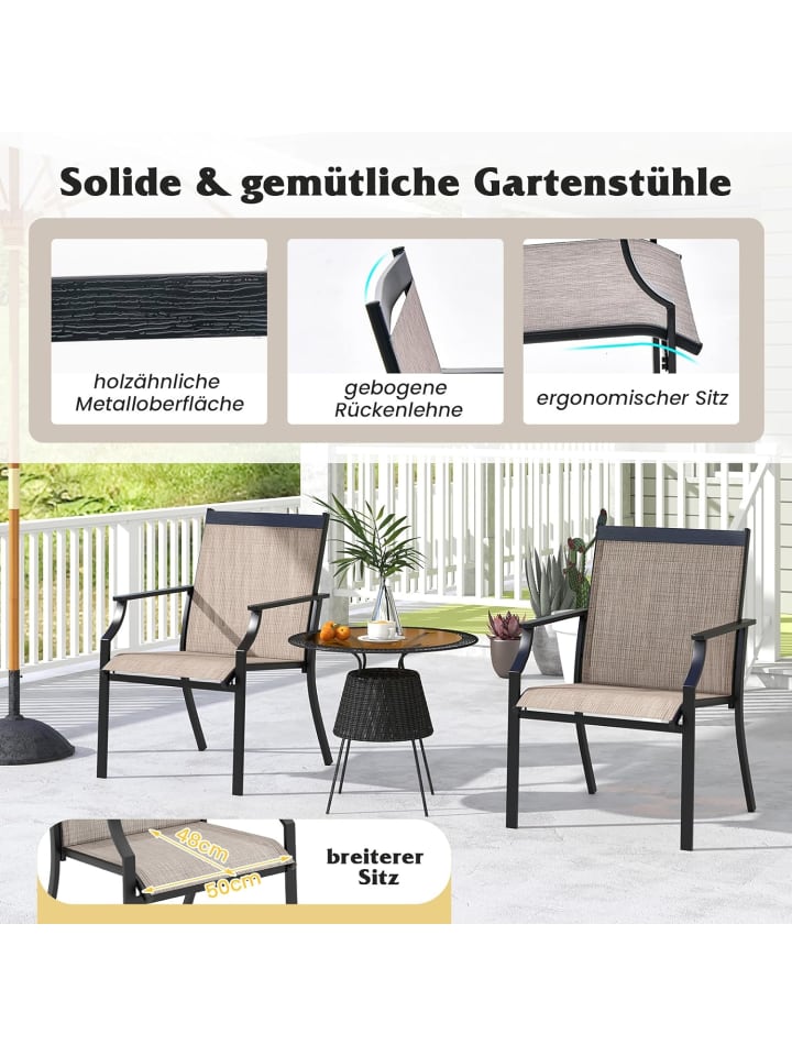 COSTWAY 2er Set Gartenstühle in Braun günstig kaufen onesize