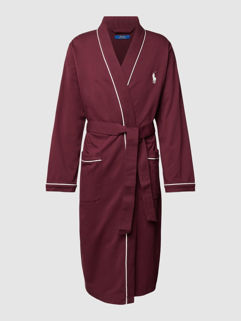 Bademantel mit seitlichen Eingrifftaschen Modell 'JERSEY' in bordeaux rot