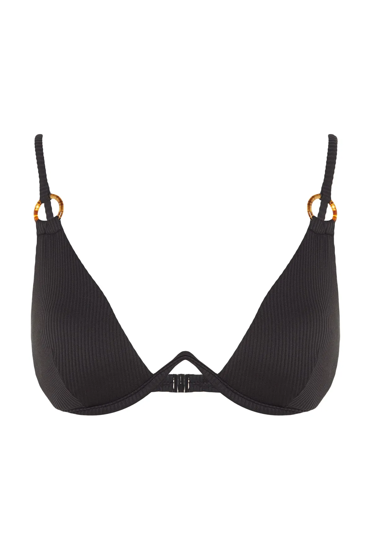 Trendyol Collection  Schwarzes Balconette-Bikinioberteil mit umgekehrtem V-Bügel und strukturiertem Bügel TBESS20BU0194