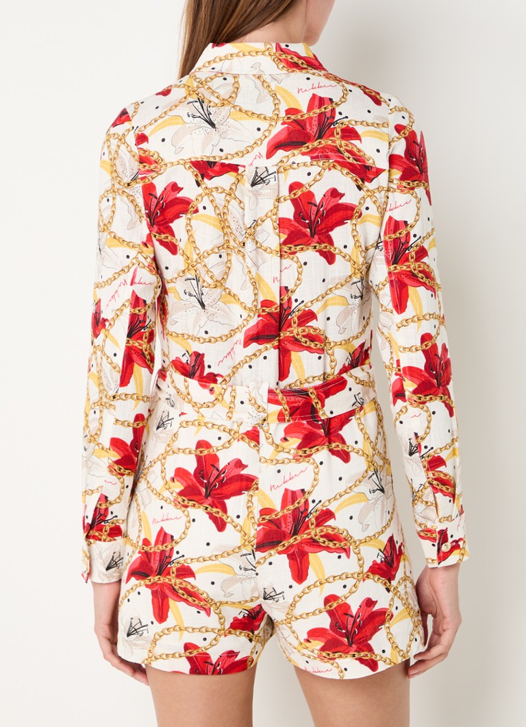 NIKKIE Dinapore straight fit playsuit in linen blend with belt