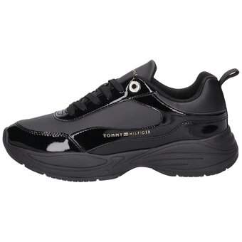 Tommy Hilfiger Womens Chunky Runner Patent in schwarz