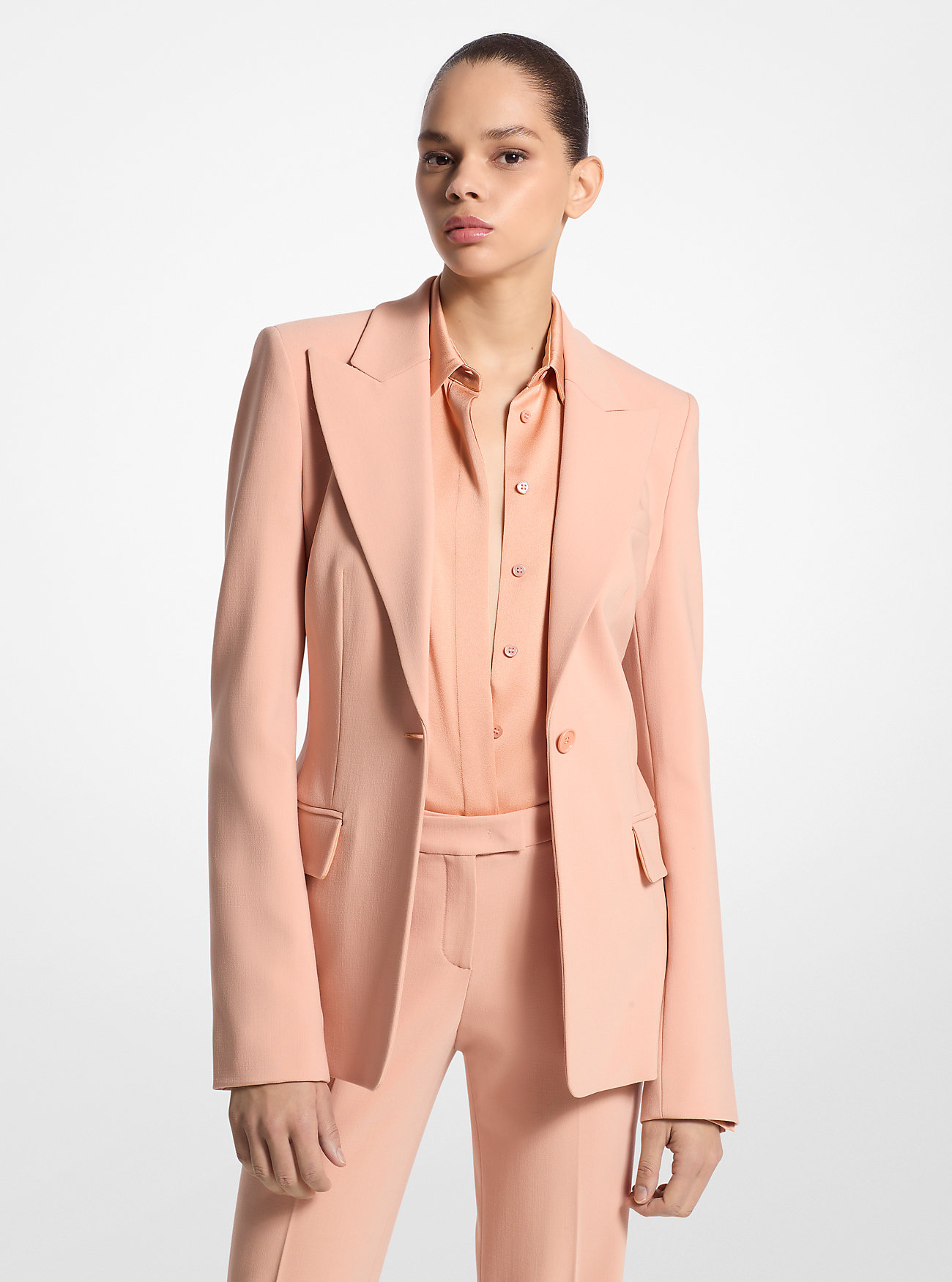 Georgina Stretch Pebble Crepe Blazer - PEACH
