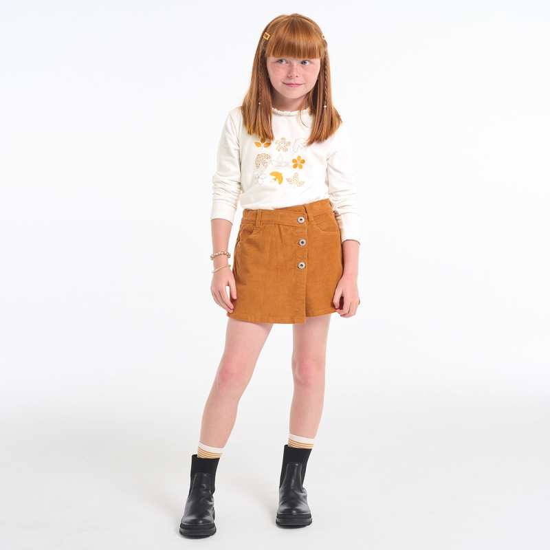 T-shirt manches longues à motifs jaune fille