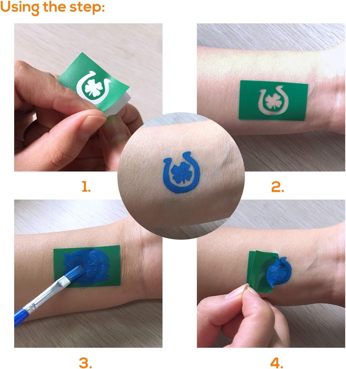 Diyarts Schminkstift (umfangreiches und sicheres Face-Painting-Kit, 19-tlg), 19 lebendige Farben, funkelnder Glitzer, wiederverwendbare Schablonen