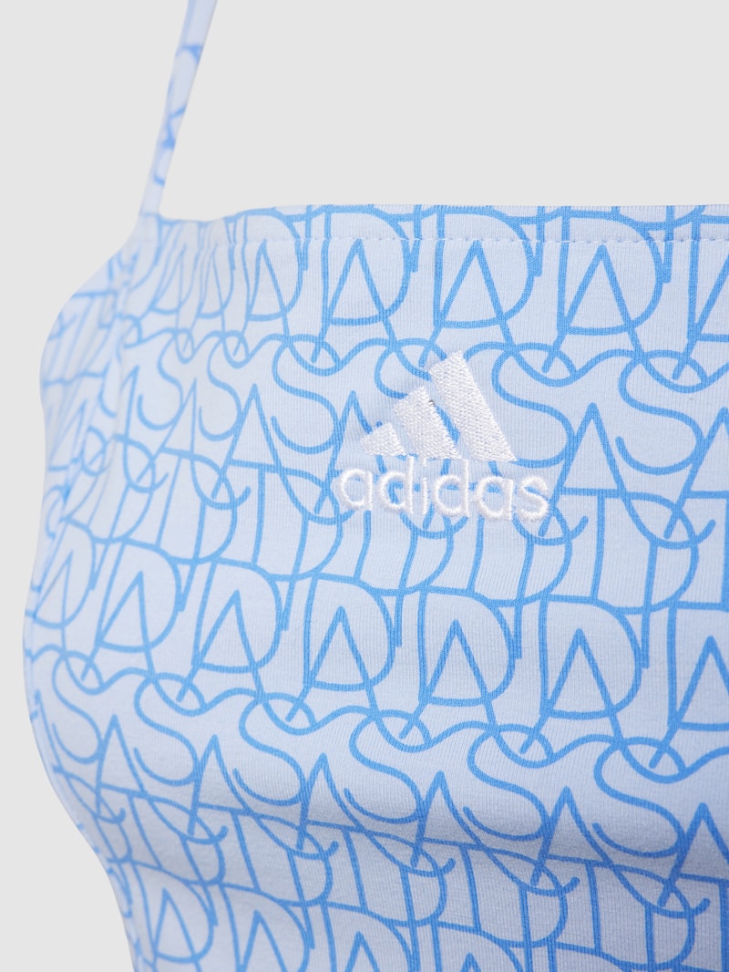 Crop Top mit Label-Stitching in hellblau