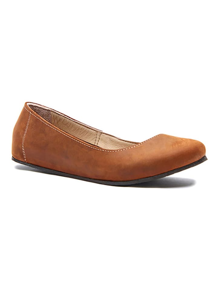 Comfortfusse Leder-Ballerinas in Braun günstig kaufen