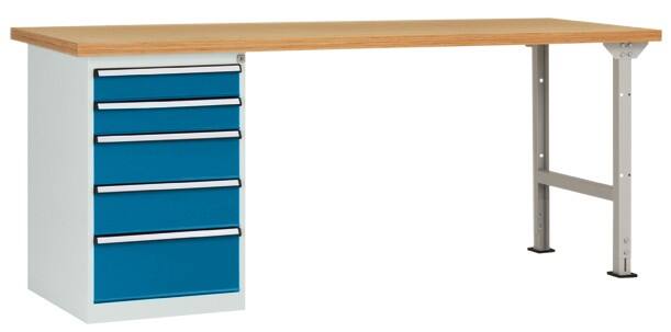 Manuflex Werkbanksystem Combi Modell 3 Multiplex, Stahl Brillantblau 1.500 x 700 x 840 mm