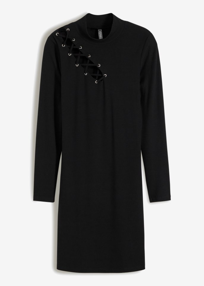 Rippkleid mit Schnürung