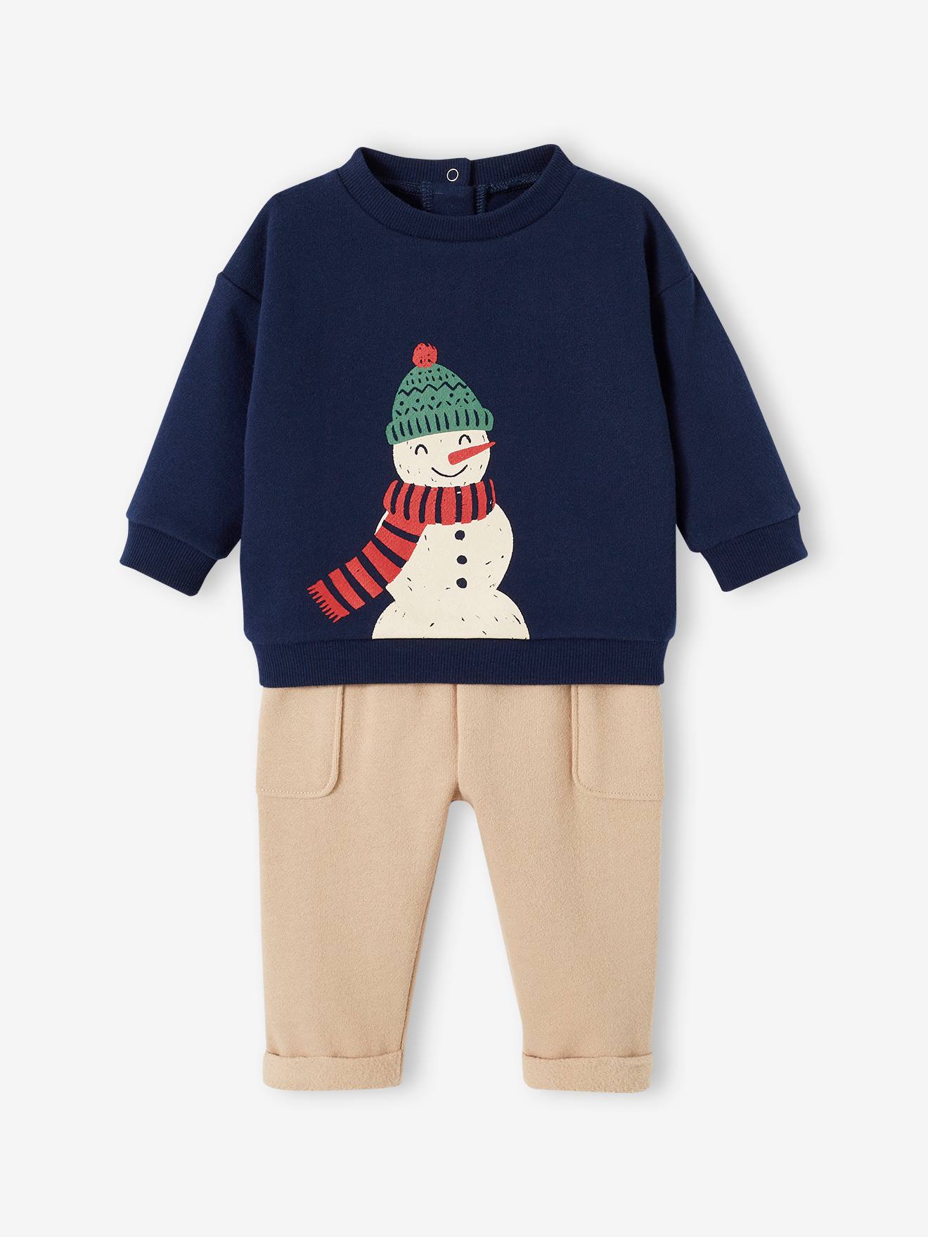 Vertbaudet Baby Weihnachts-Geschenkset: Sweatshirt & Baggyhose - marine
