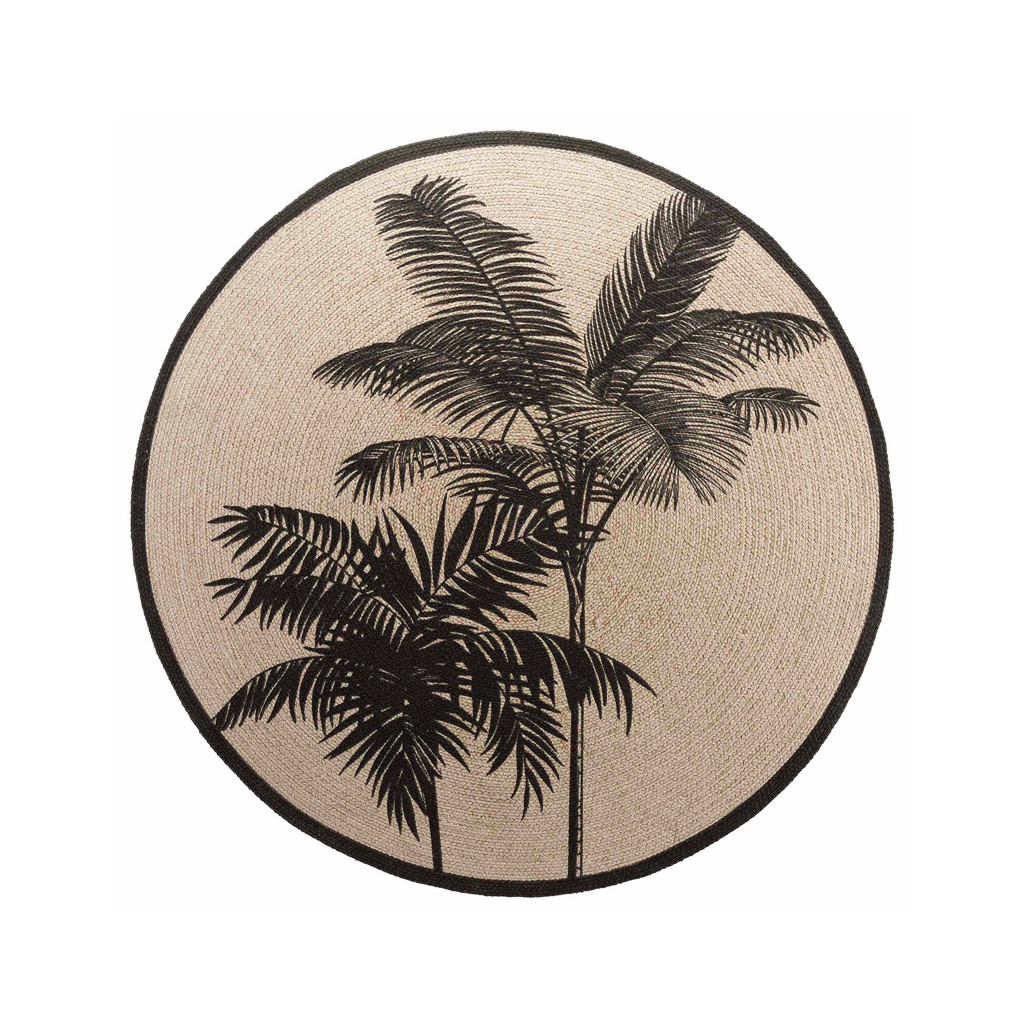 Tapis rond imprimé palmiers